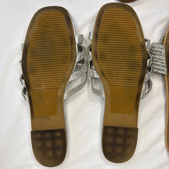 Lot 6 Women's Size 10 Sandals Slides Fashion Nova Old Navy Bling Shoes - Picture 9 of 11